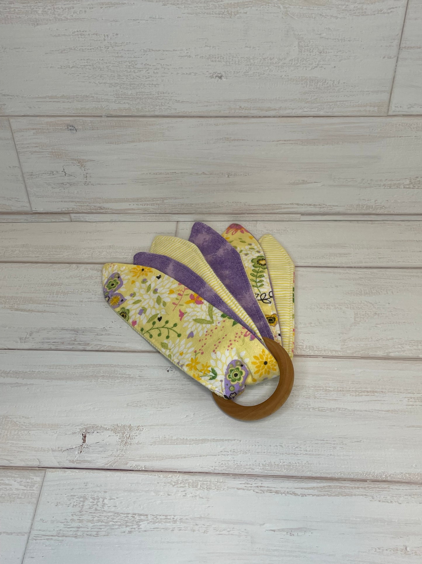 Purple and Yellow Butterfly Themed 3 Piece Teether Tie Set