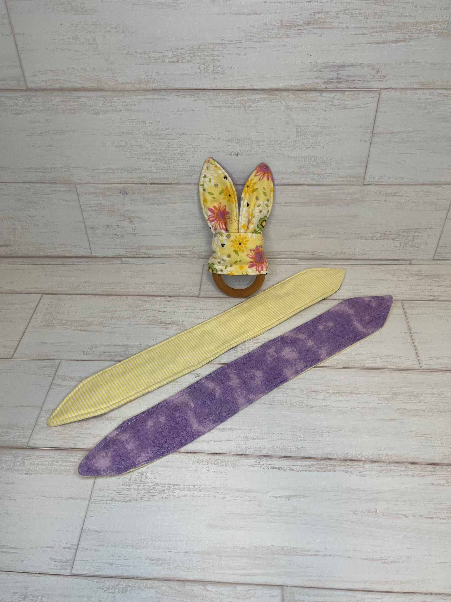 Purple and Yellow Butterfly Themed 3 Piece Teether Tie Set