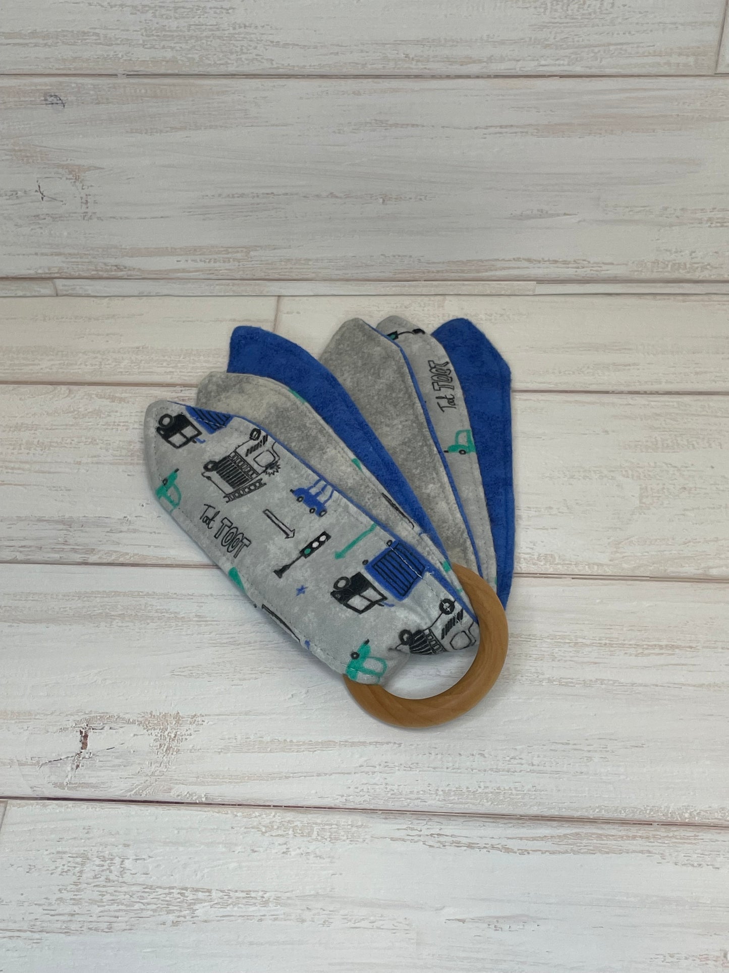 Blue Trucks Themed 3 Piece Teether Tie Set