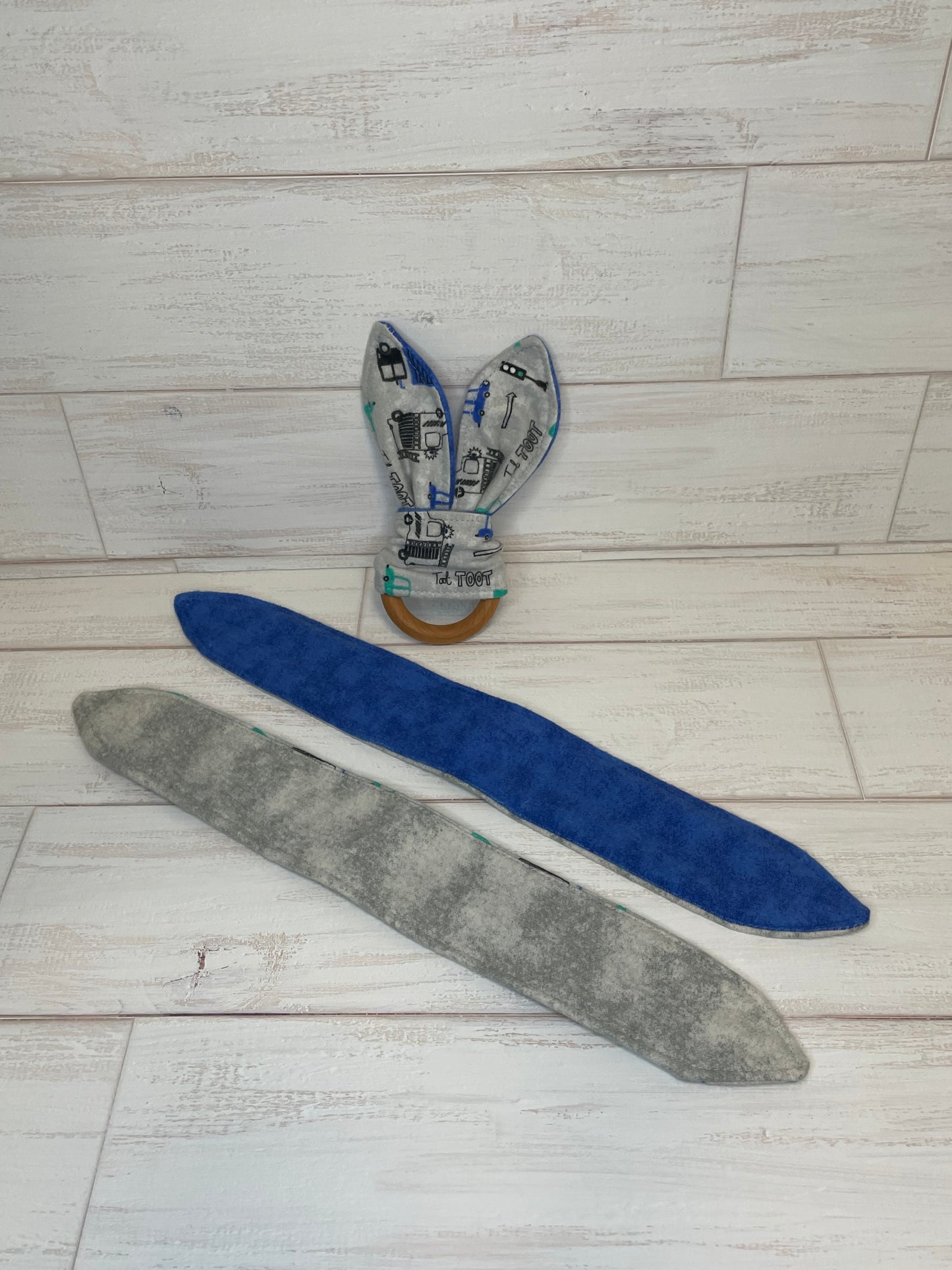 Blue Trucks Themed 3 Piece Teether Tie Set