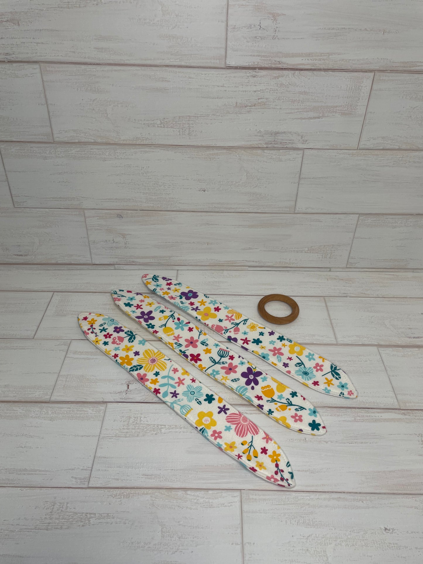 Multicolored Floral Themed 3 Piece Teether Tie Set