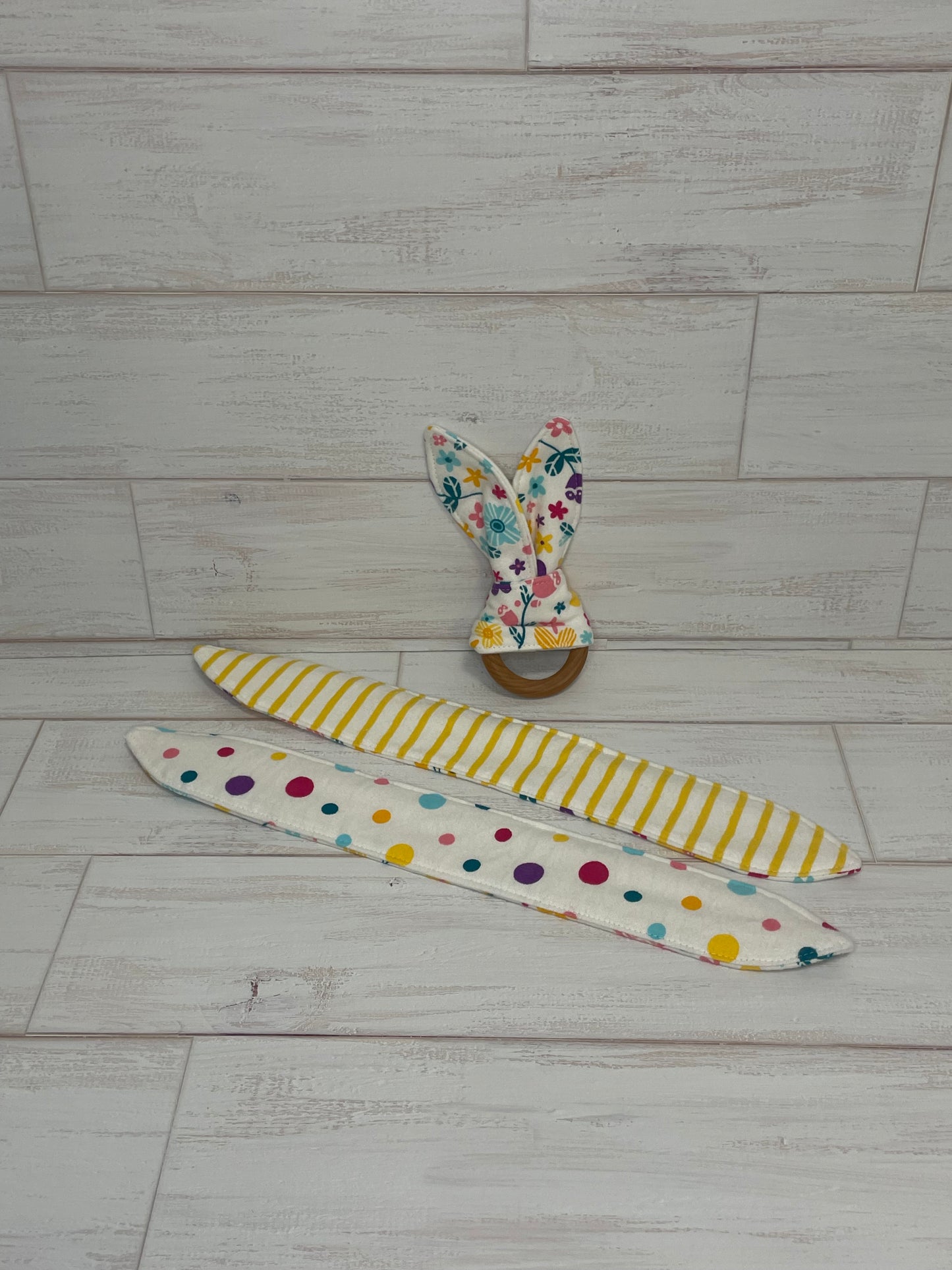 Multicolored Floral Themed 3 Piece Teether Tie Set