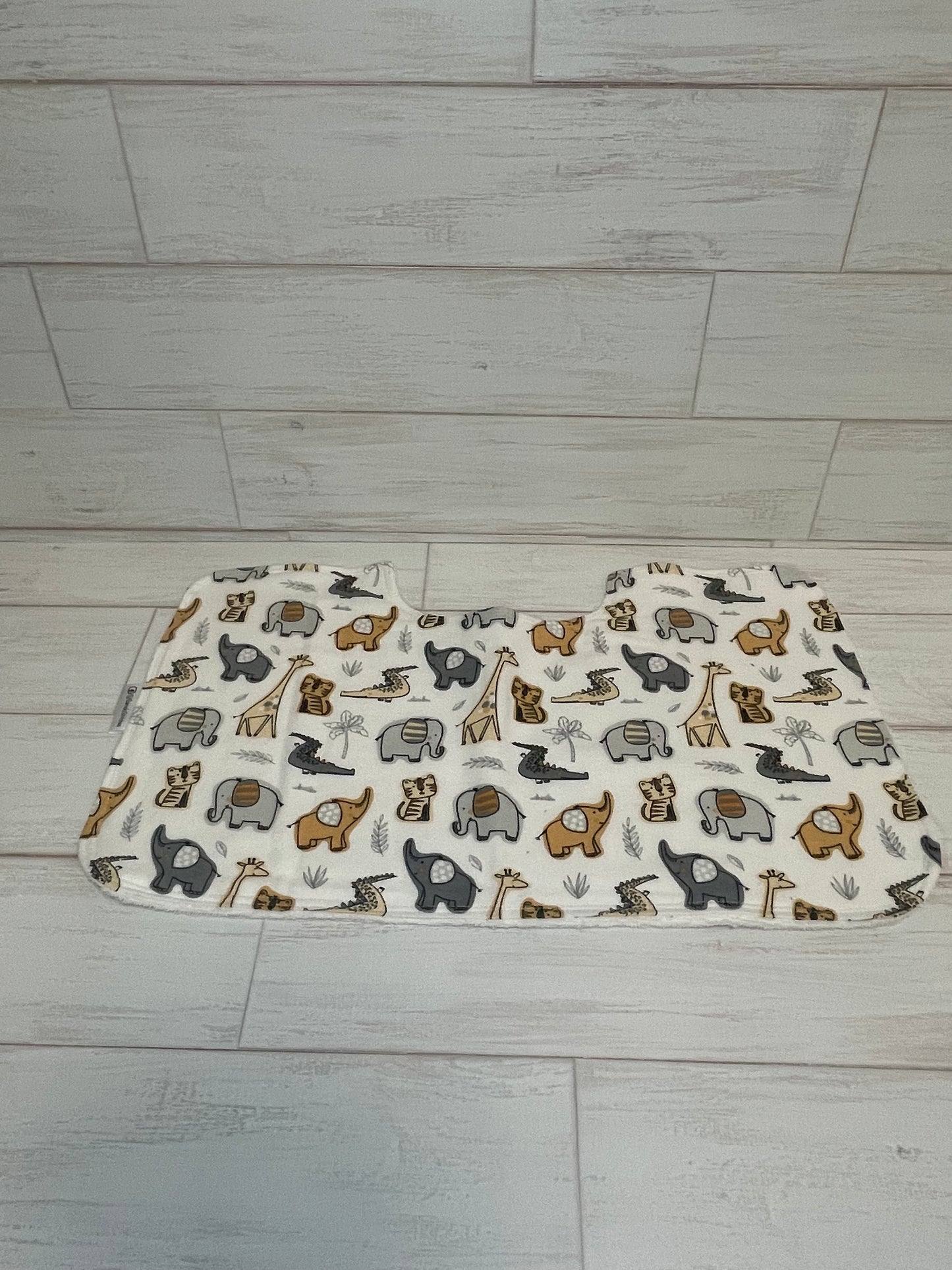 Neutral Tan and Grey Animals Themed Burp Cloths