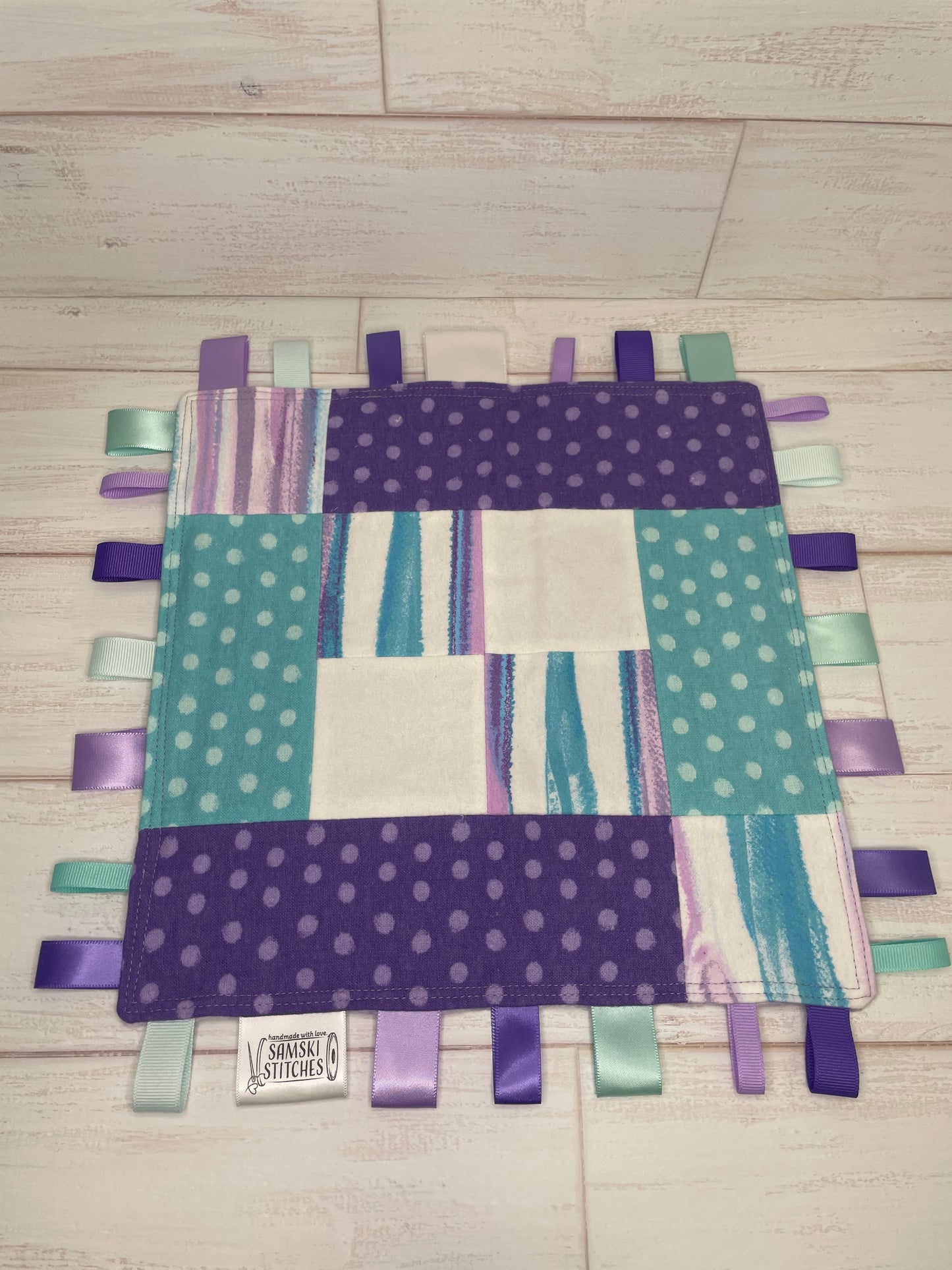 Aqua and Purple Abstract Tag Blankie