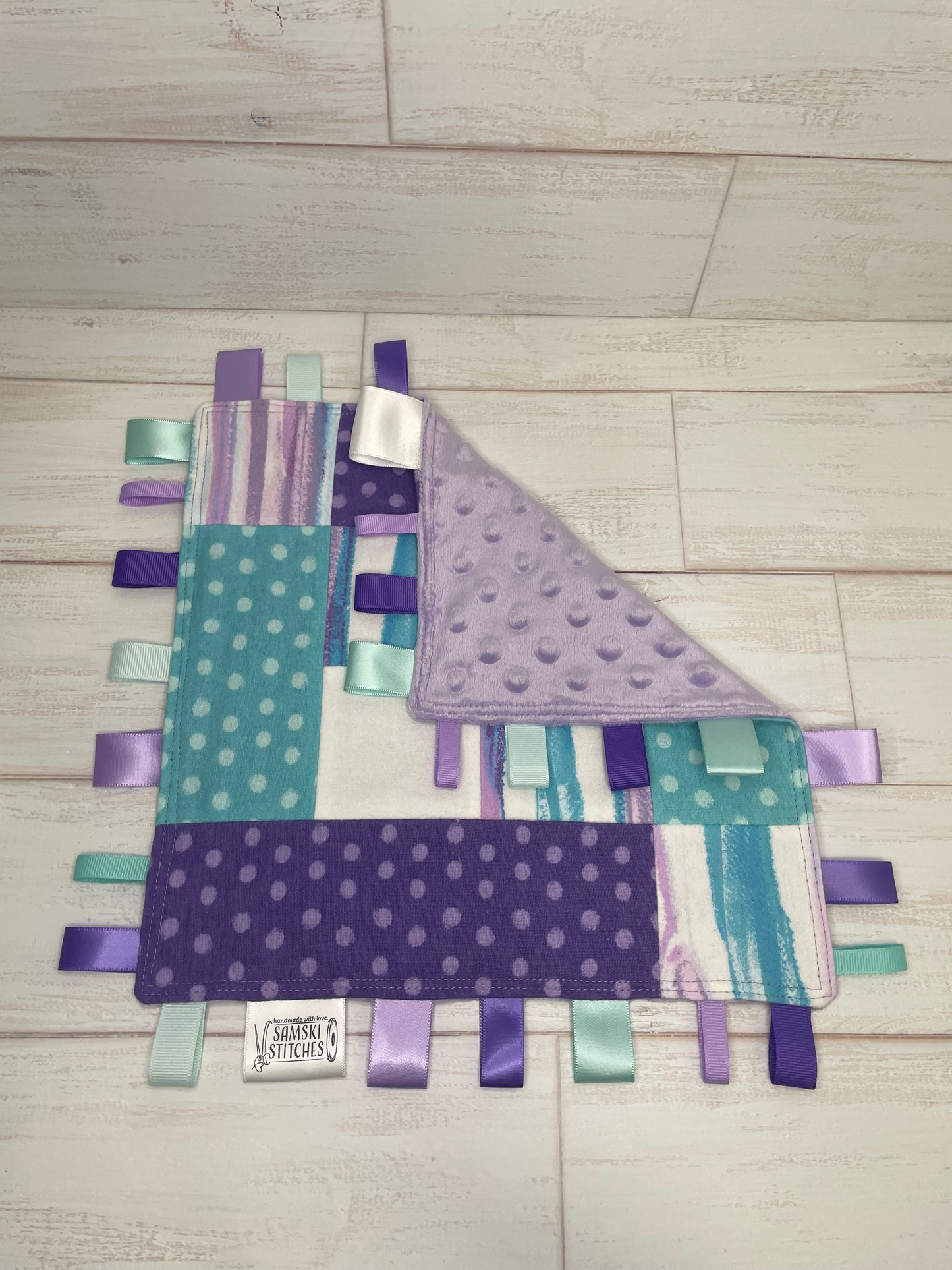 Aqua and Purple Abstract Tag Blankie