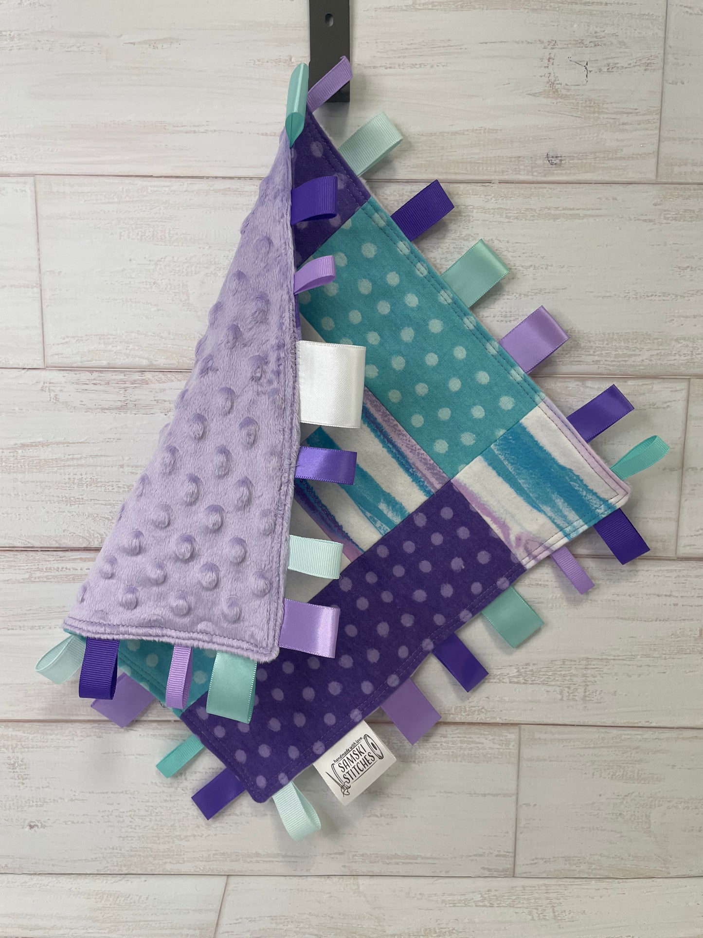 Aqua and Purple Abstract Tag Blankie