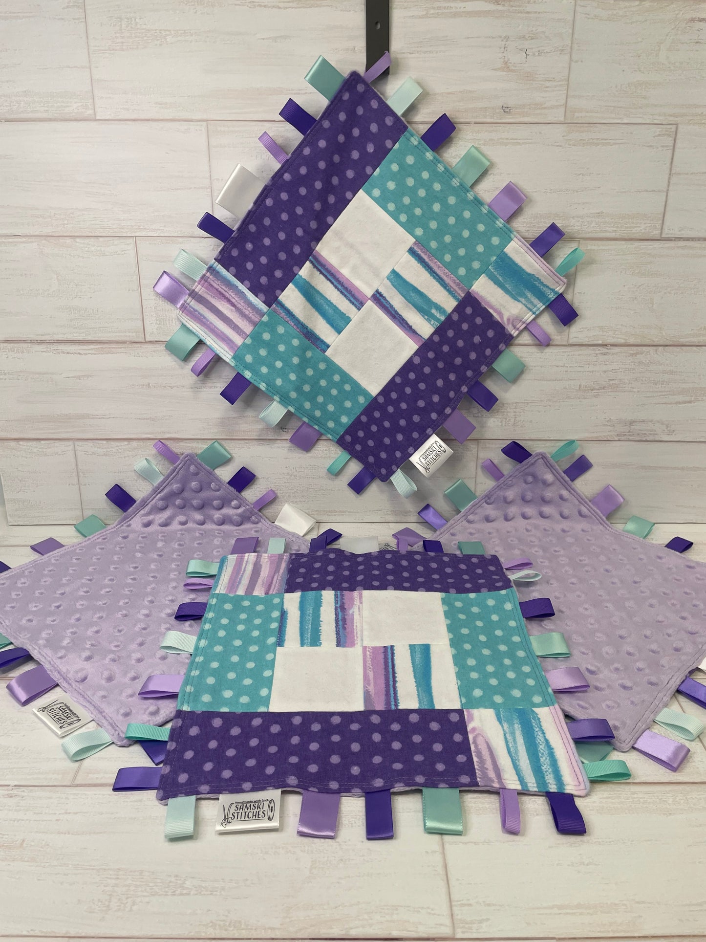 Aqua and Purple Abstract Tag Blankie