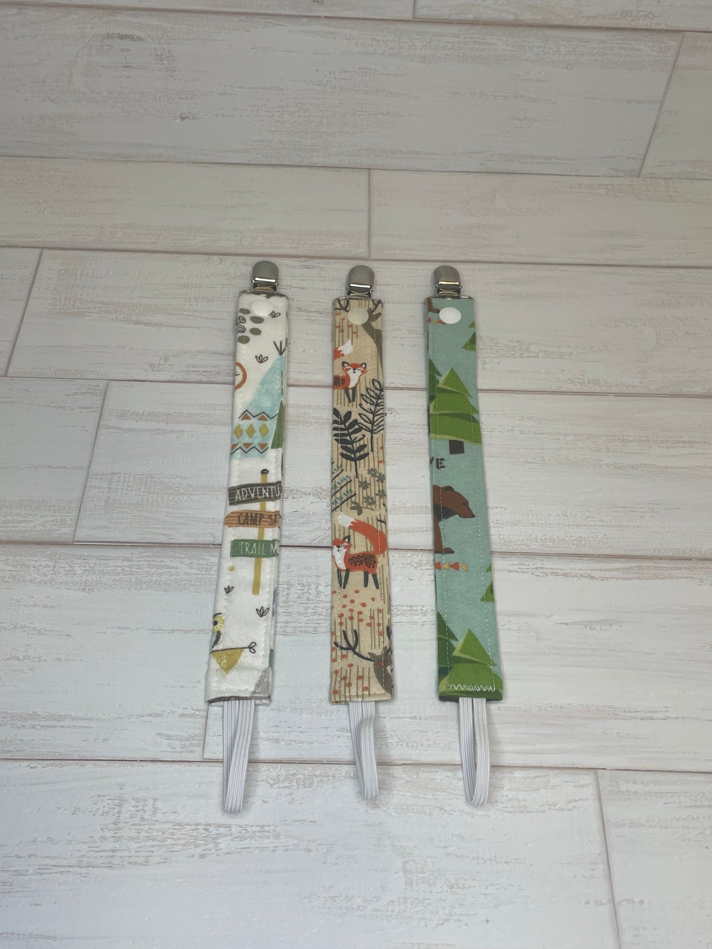 Woodlands Themed Paci Clips Set of 3