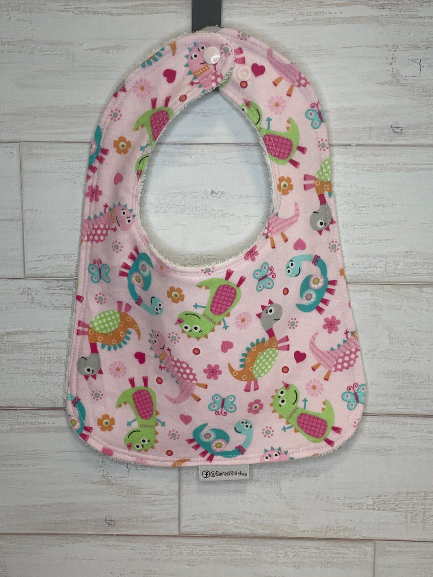 Pink Dinosaur Bibs