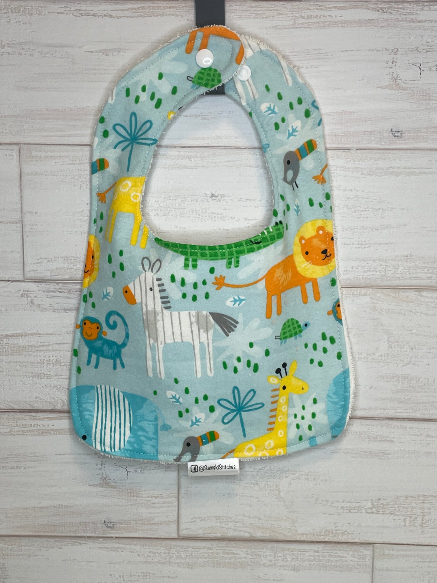Blue Safari Animal Theme Bibs