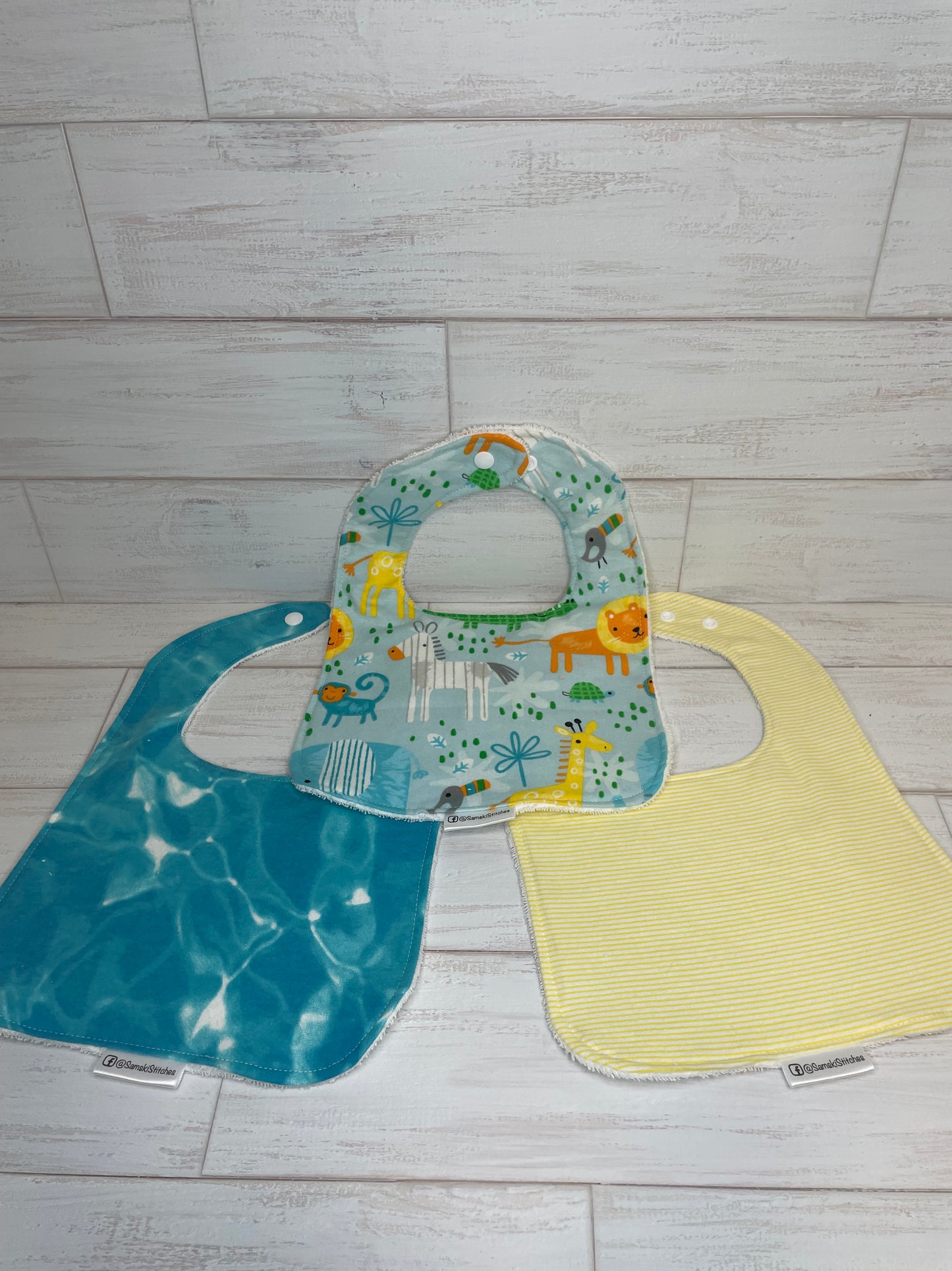 Blue Safari Animal Theme Bibs