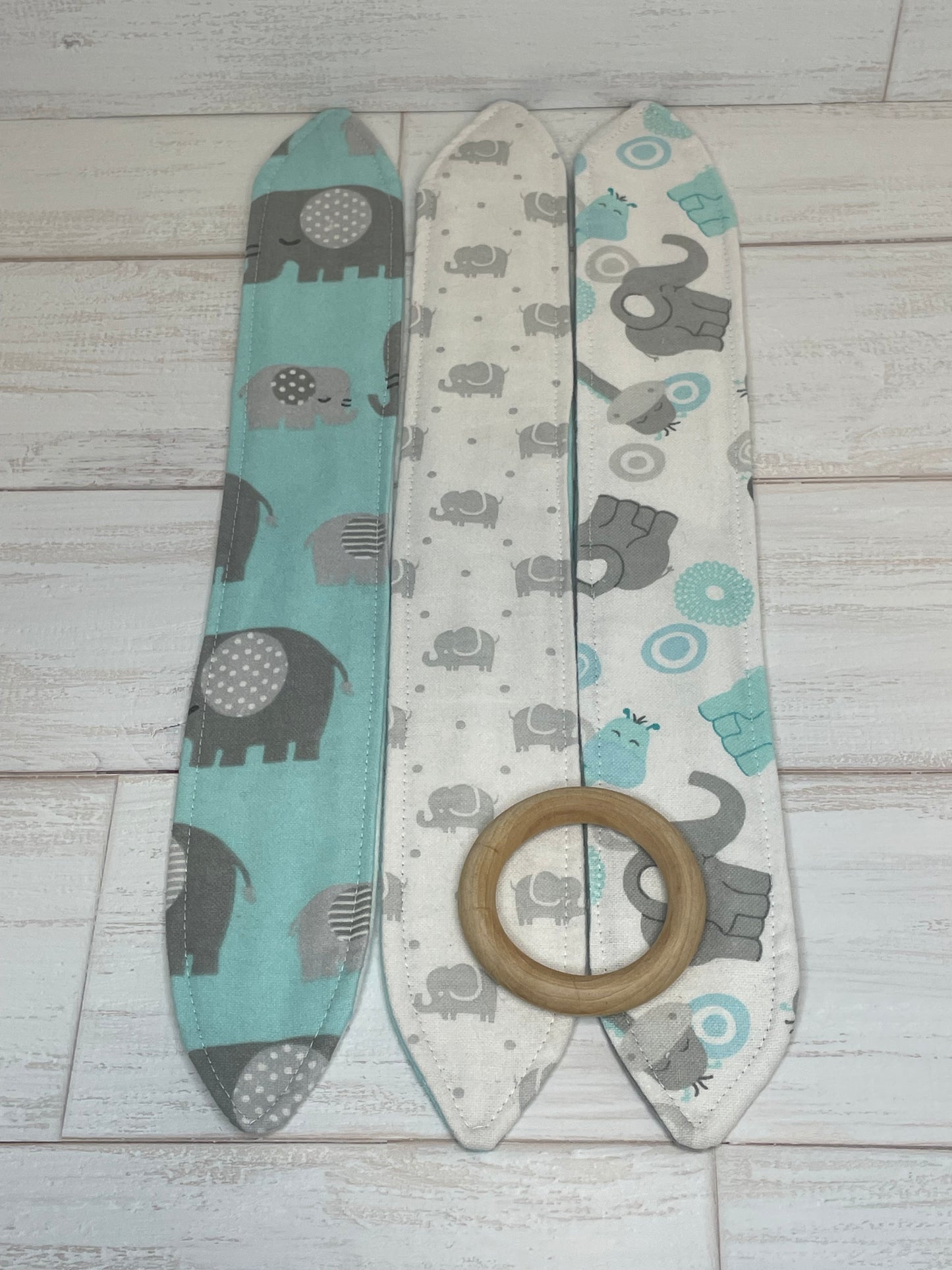Cute Elephant Themed 3 Piece Teether Tie Set