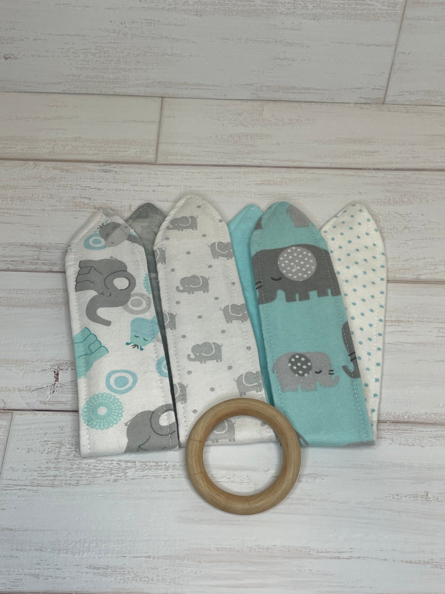Cute Elephant Themed 3 Piece Teether Tie Set