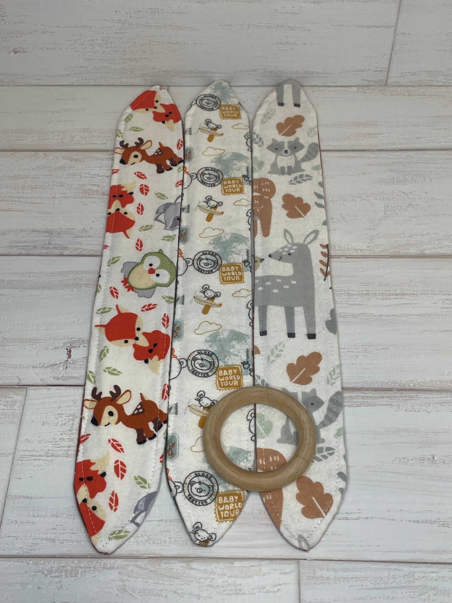 Woodland Animals Themed 3 Piece Teether Tie Set