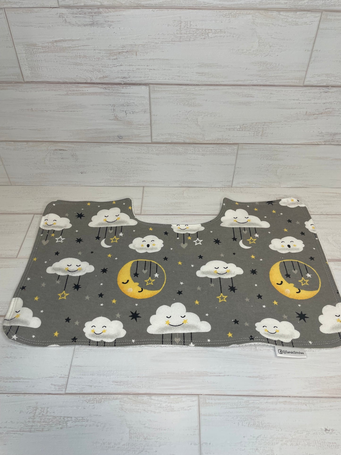 Nighttime Cloud and Stars Themed Burp Cloths