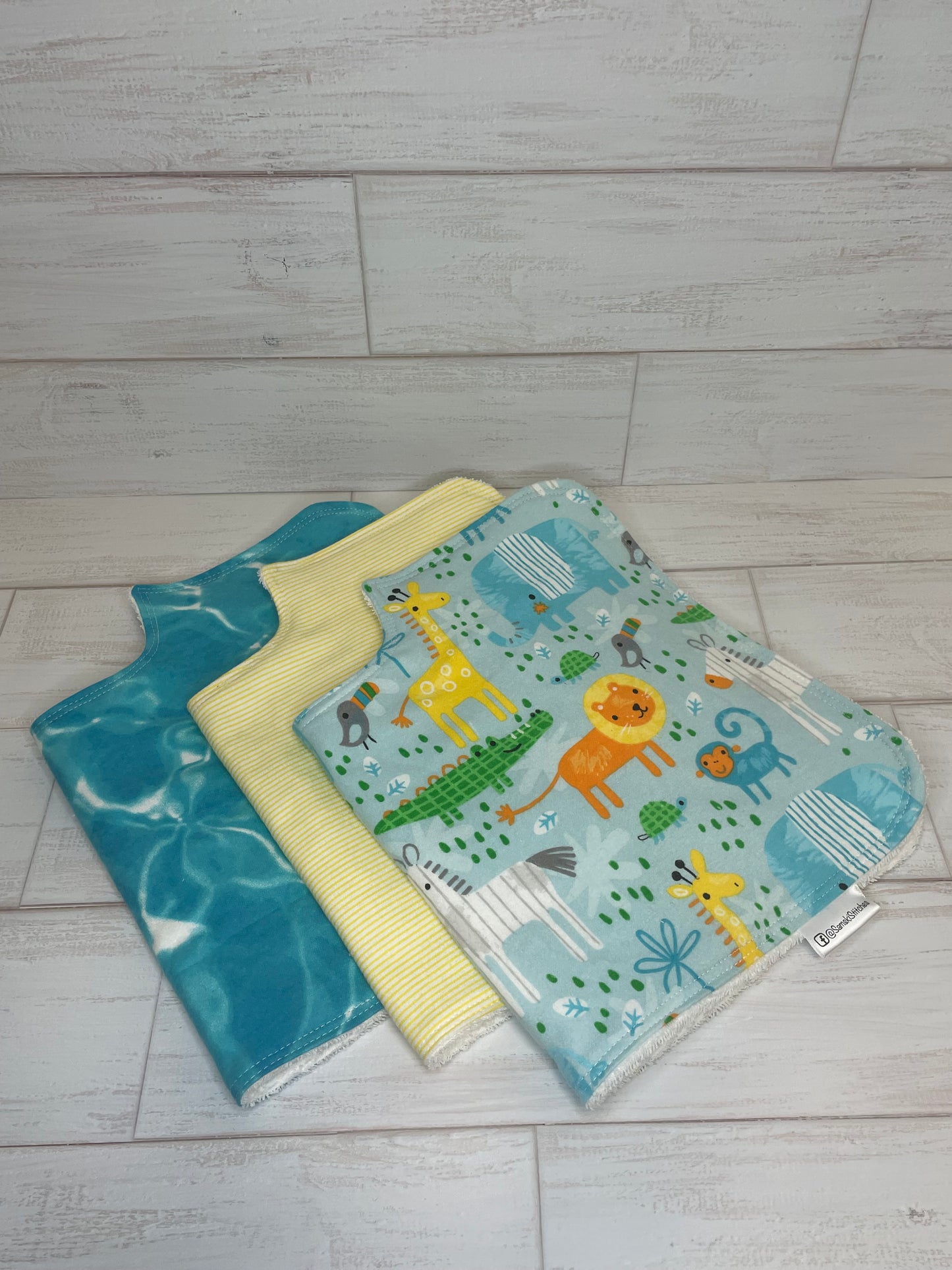 Blue Safari Themed Burp Cloths