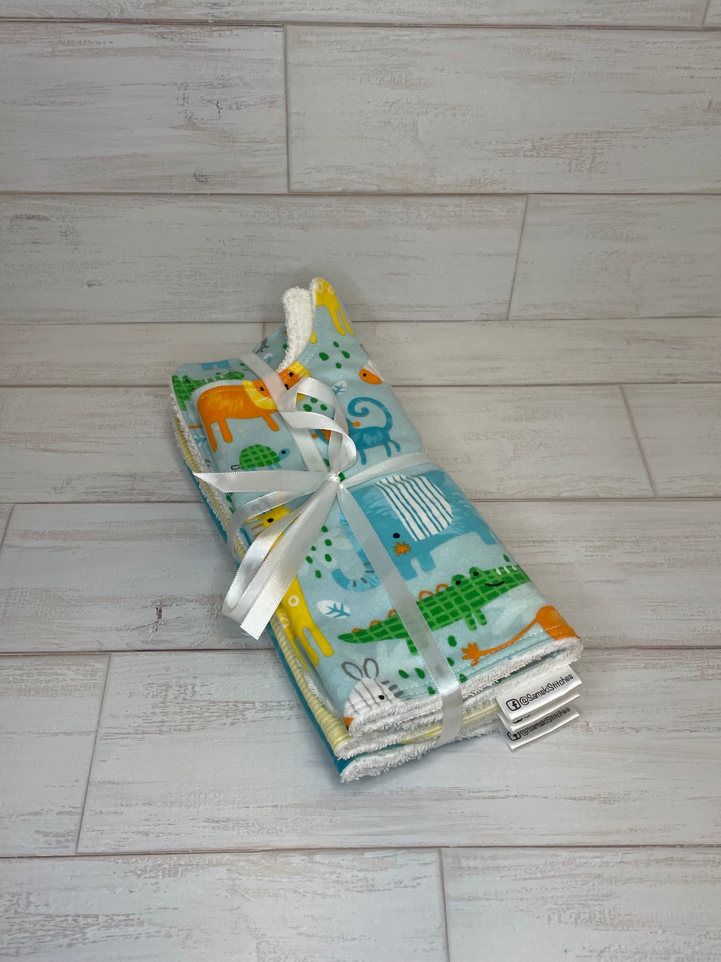 Blue Safari Themed Burp Cloths