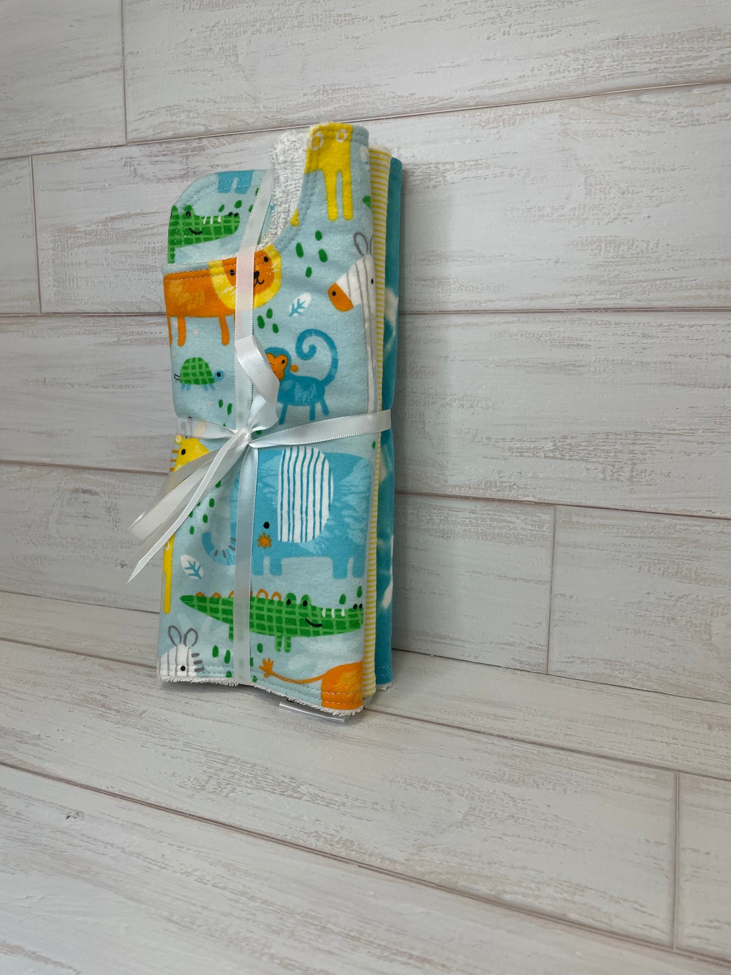 Blue Safari Themed Burp Cloths
