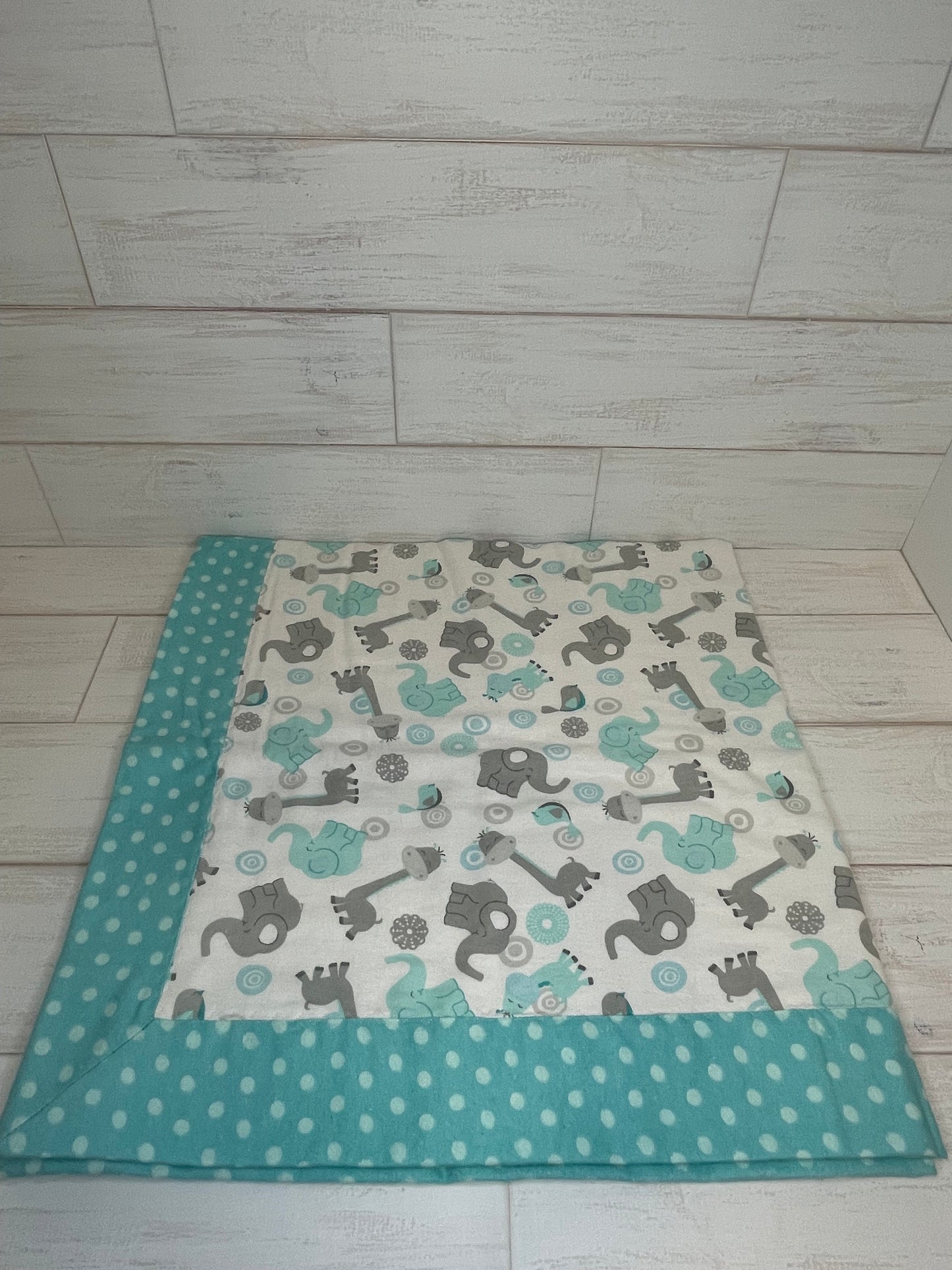Giraffes & Elephants with Dots Swaddle Blanket
