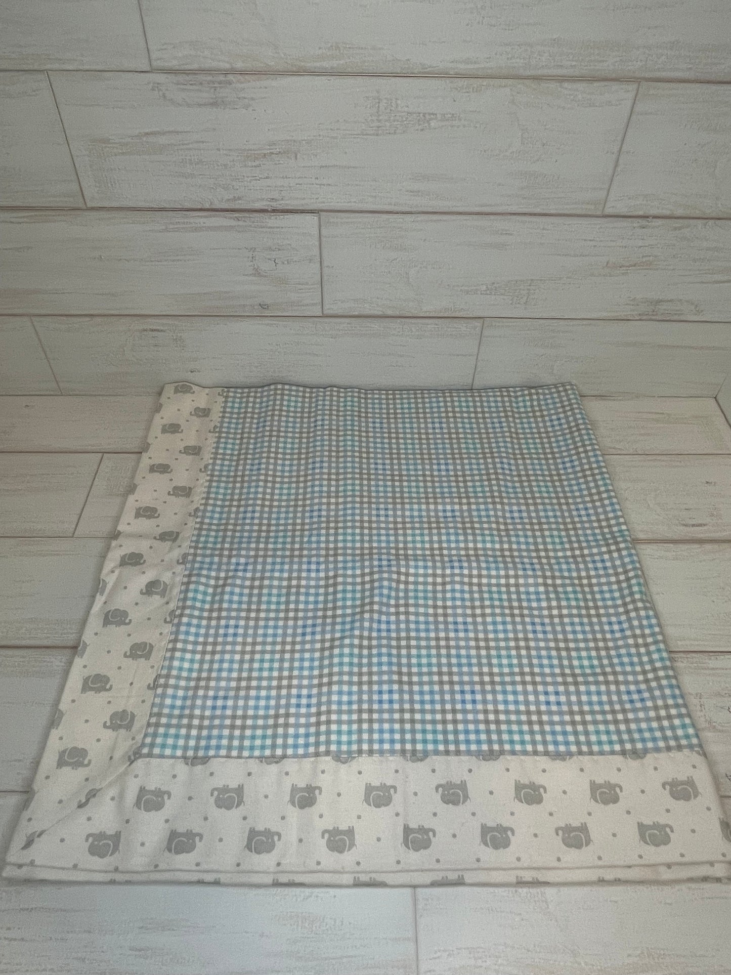 Elephants and Gingham Swaddle Blanket
