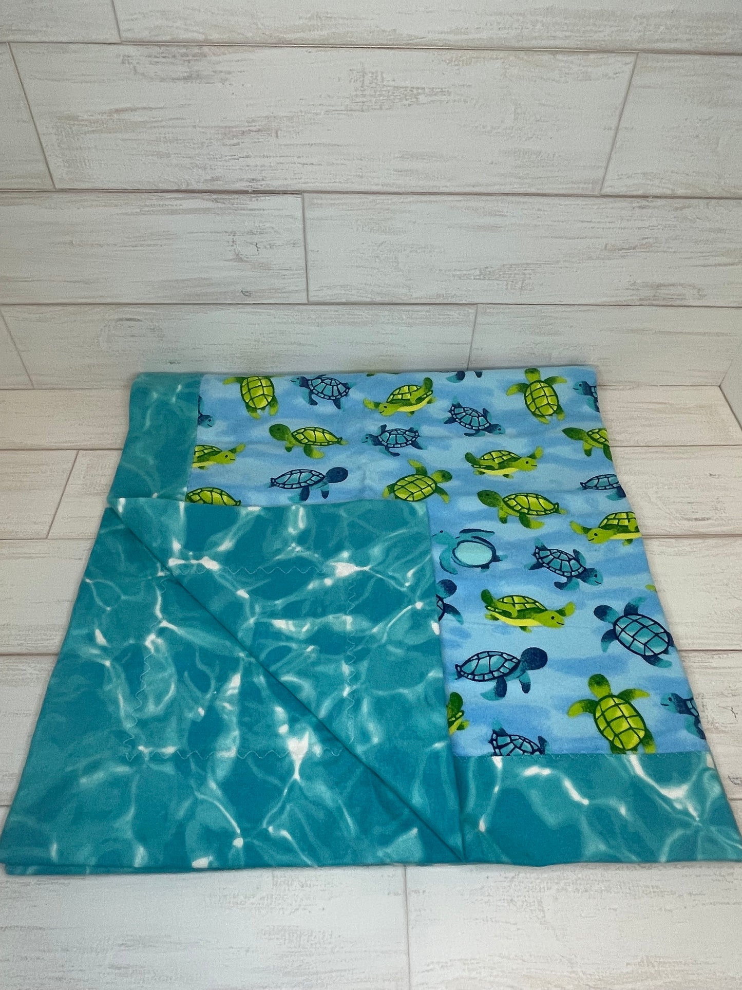 Sea Turtles with Mock Water Scape Swaddle Blanket