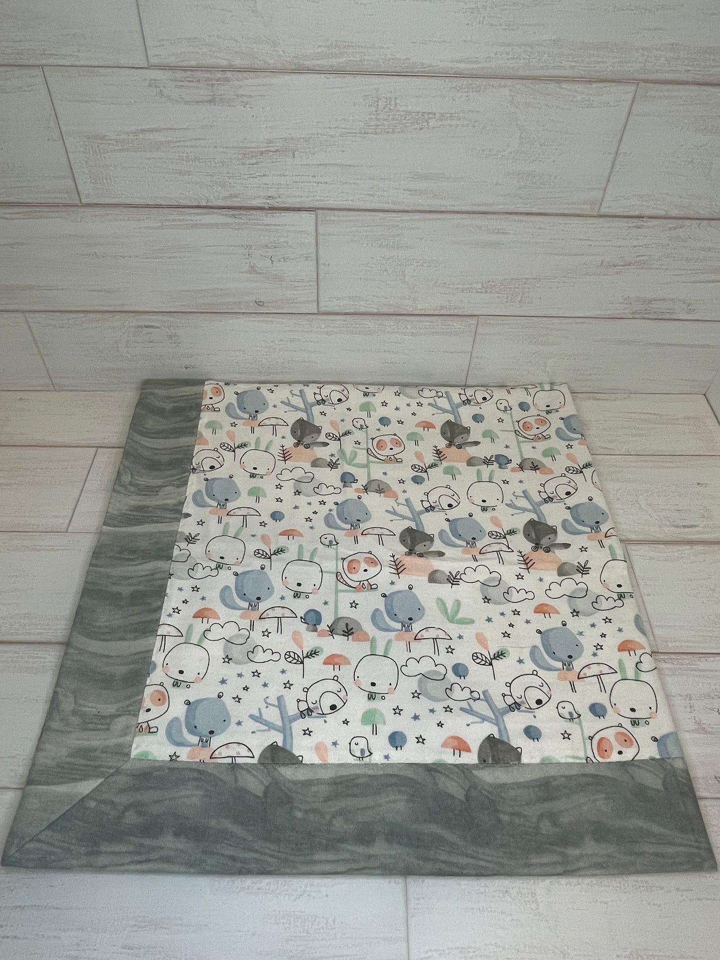 Adventure Animals with Gray Water Swaddle Blanket