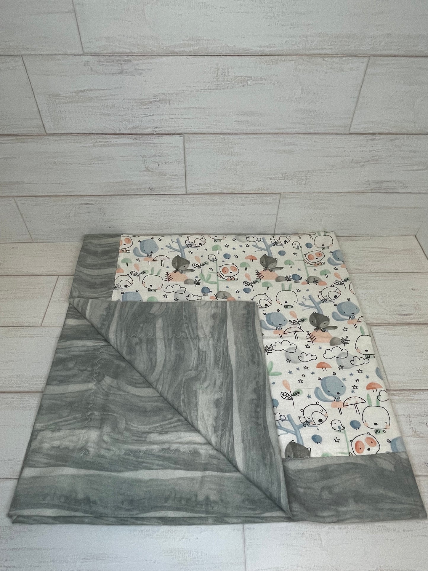 Adventure Animals with Gray Water Swaddle Blanket