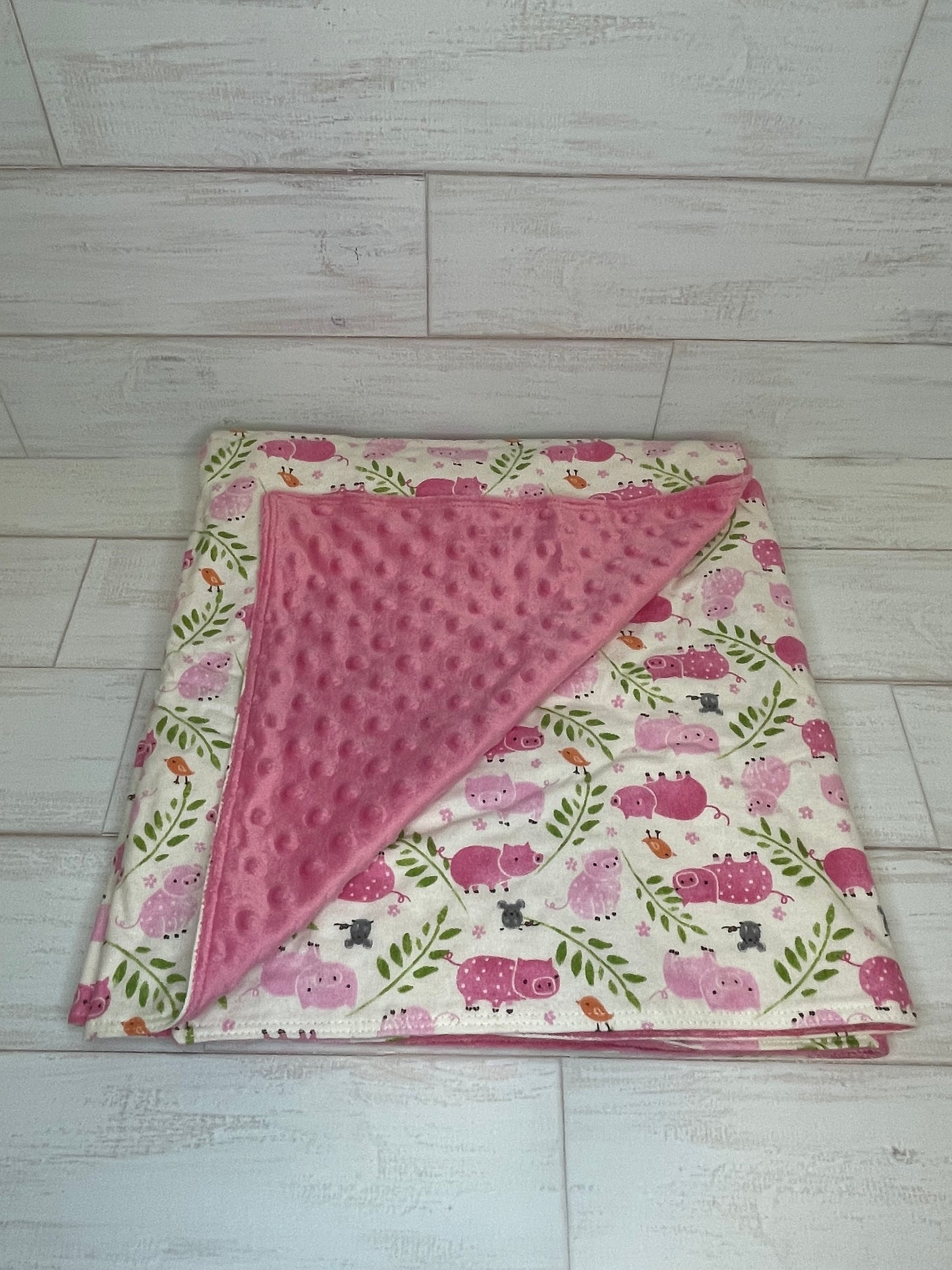 Cute Pink Pigs Minky Blanket 30" x 42"
