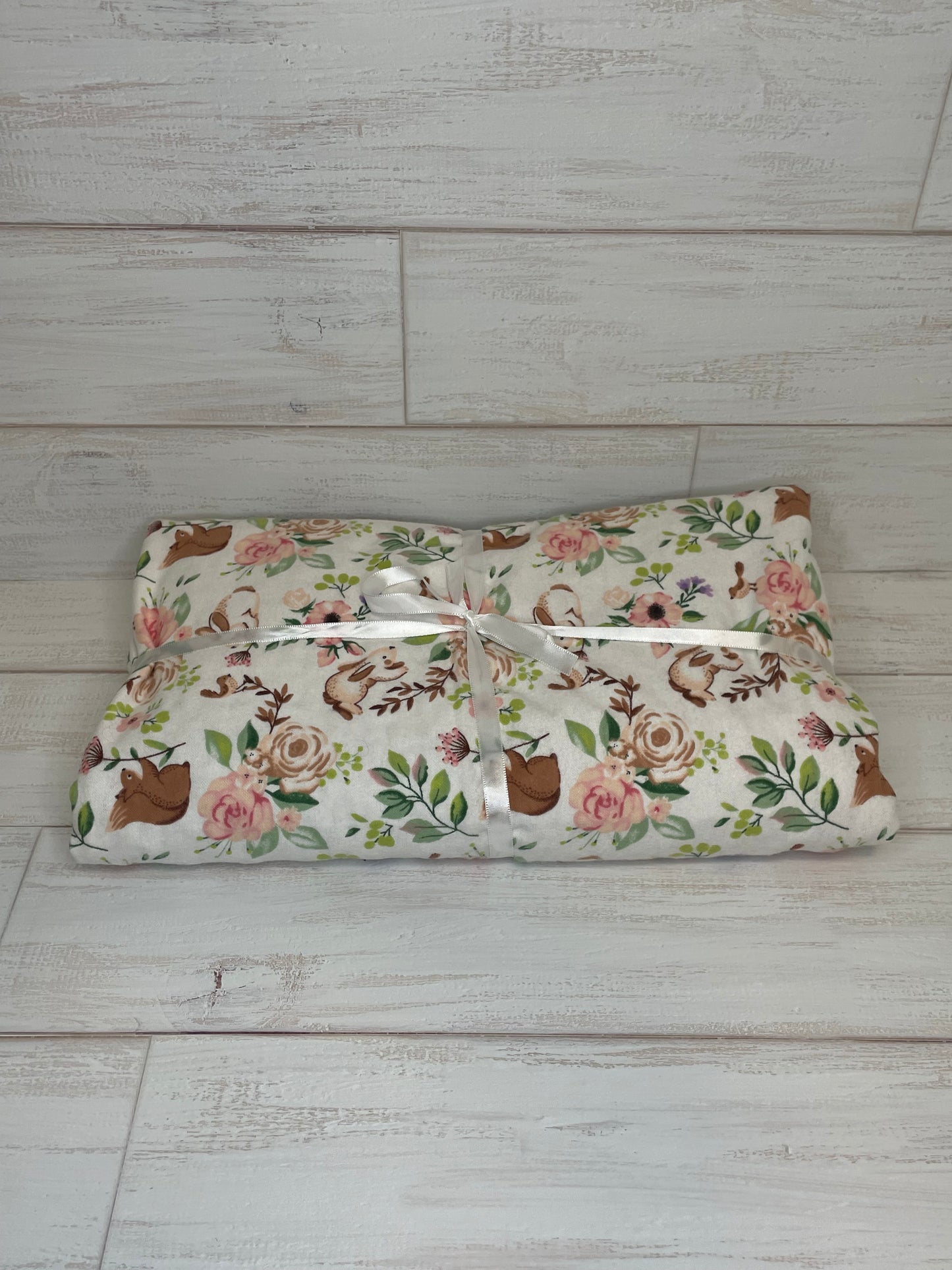 Floral Rabbits Minky Blanket 32" x 40"