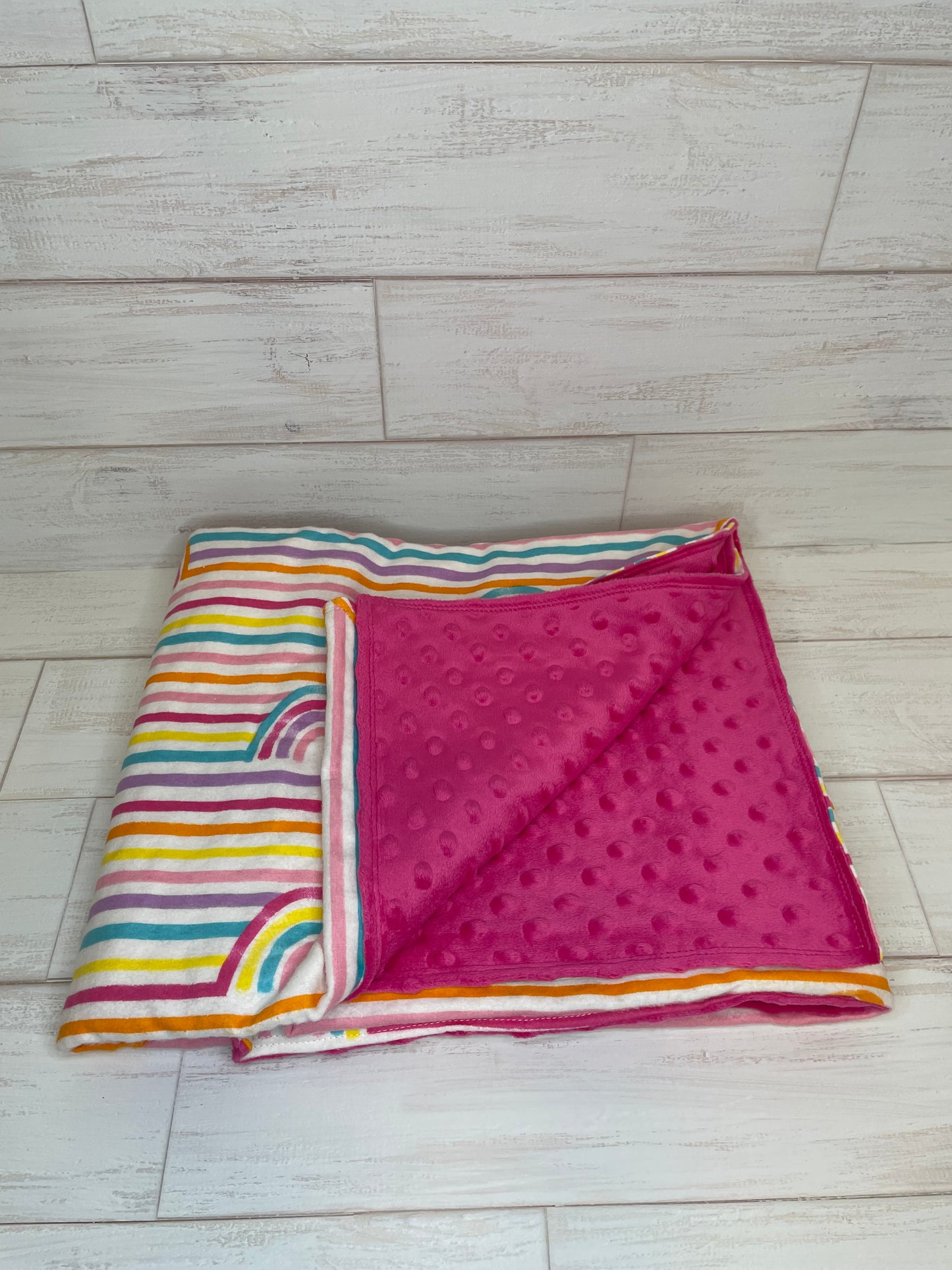 Rainbow Lines Minky Blanket 42" x 47"