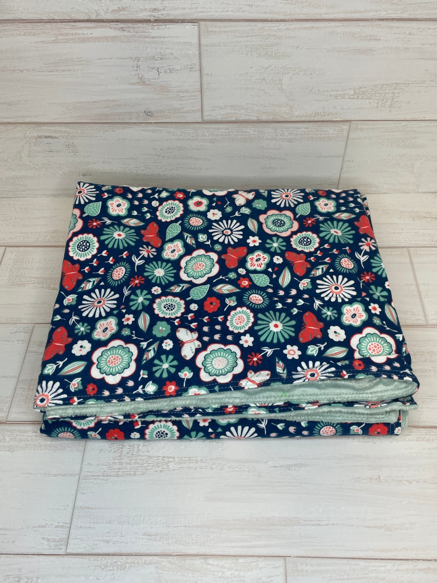 Butterfly Floral Minky Blanket 41" x 45"