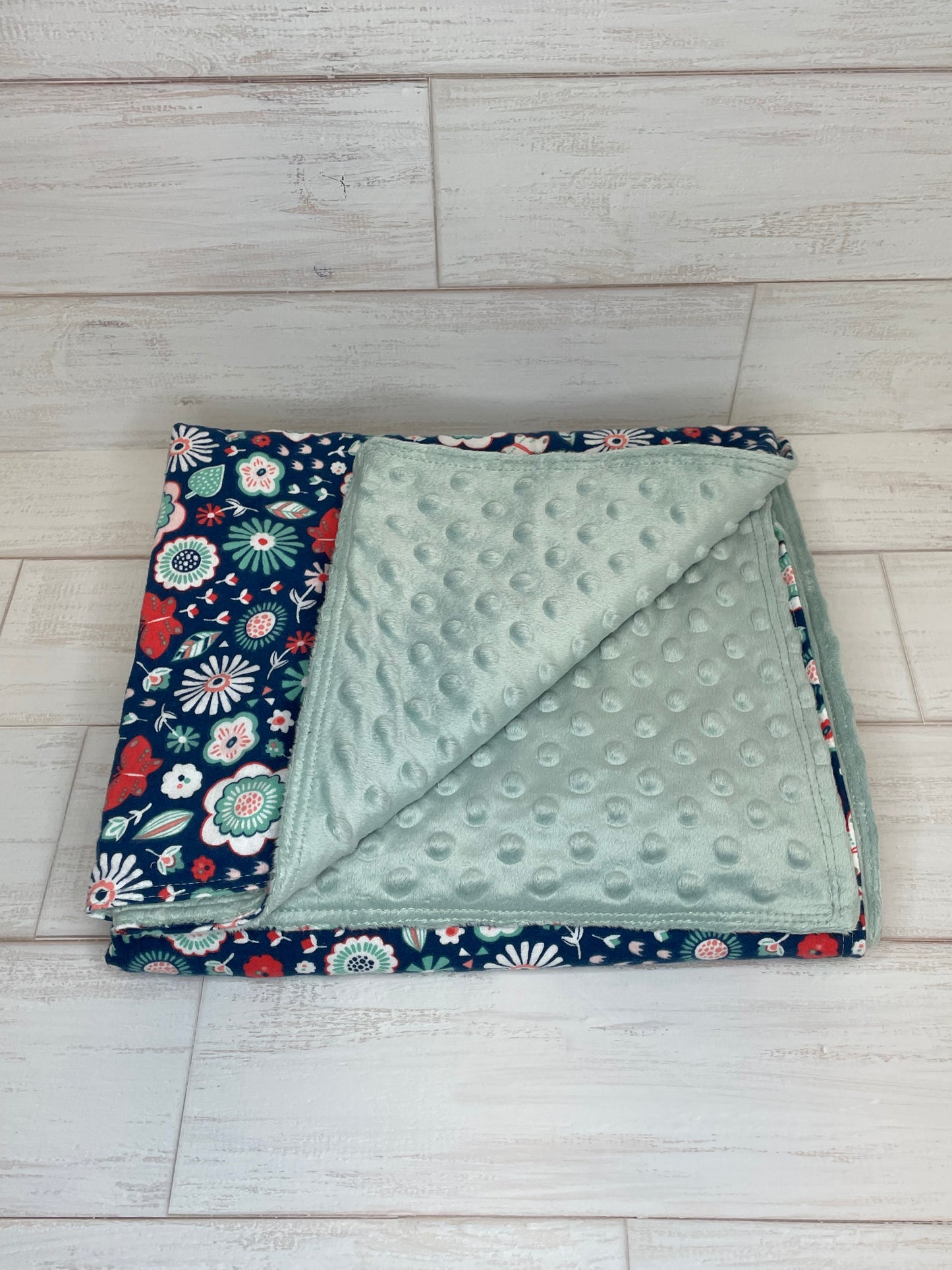 Butterfly Floral Minky Blanket 41" x 45"
