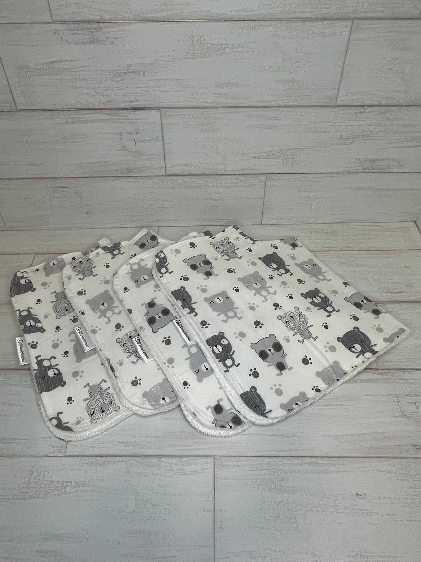 Monochrome Bear Burp Cloths