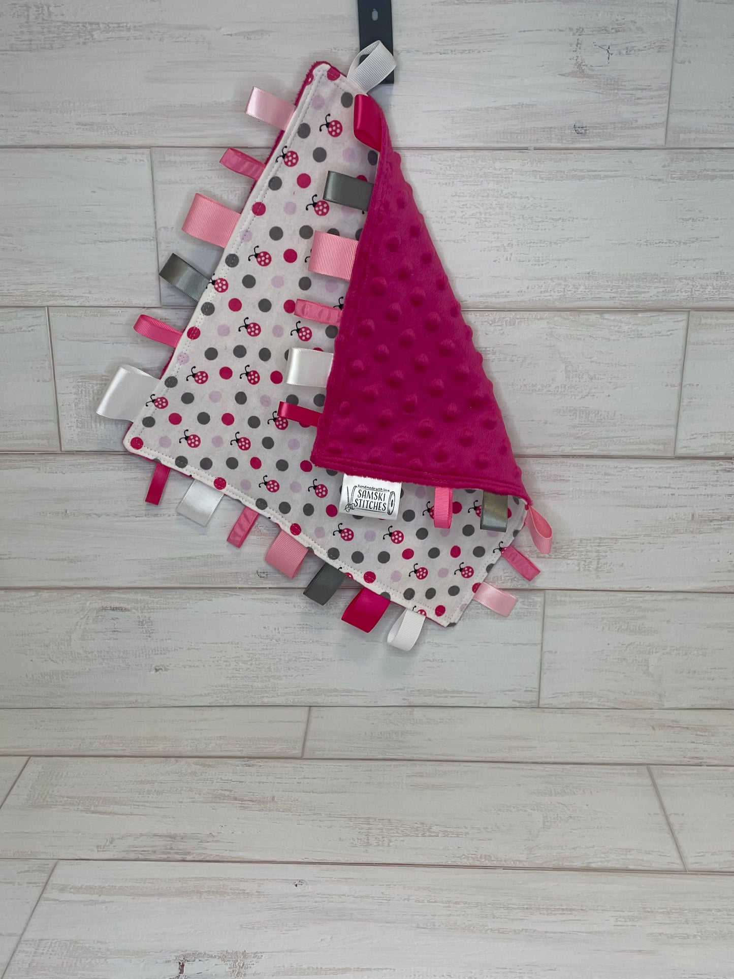 Pink Lady Bug Dots Sensory Taglet