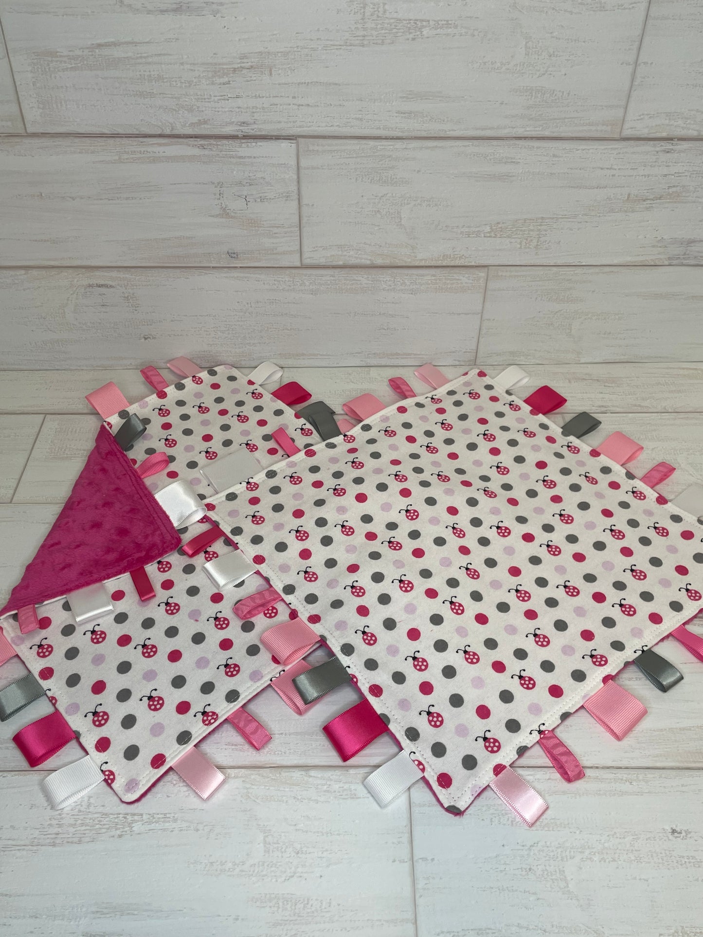 Pink Lady Bug Dots Sensory Taglet