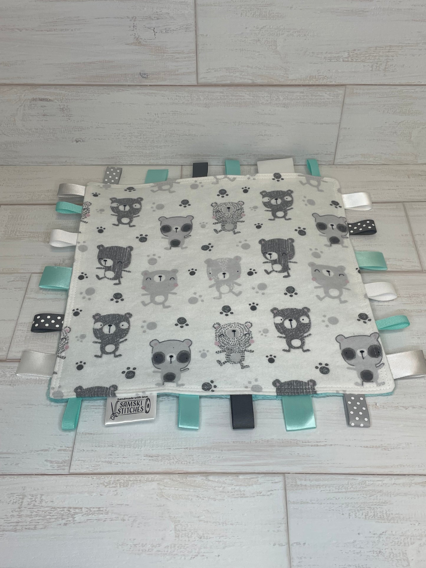 Monocrome Bear & Light Blue Sensory Taglet