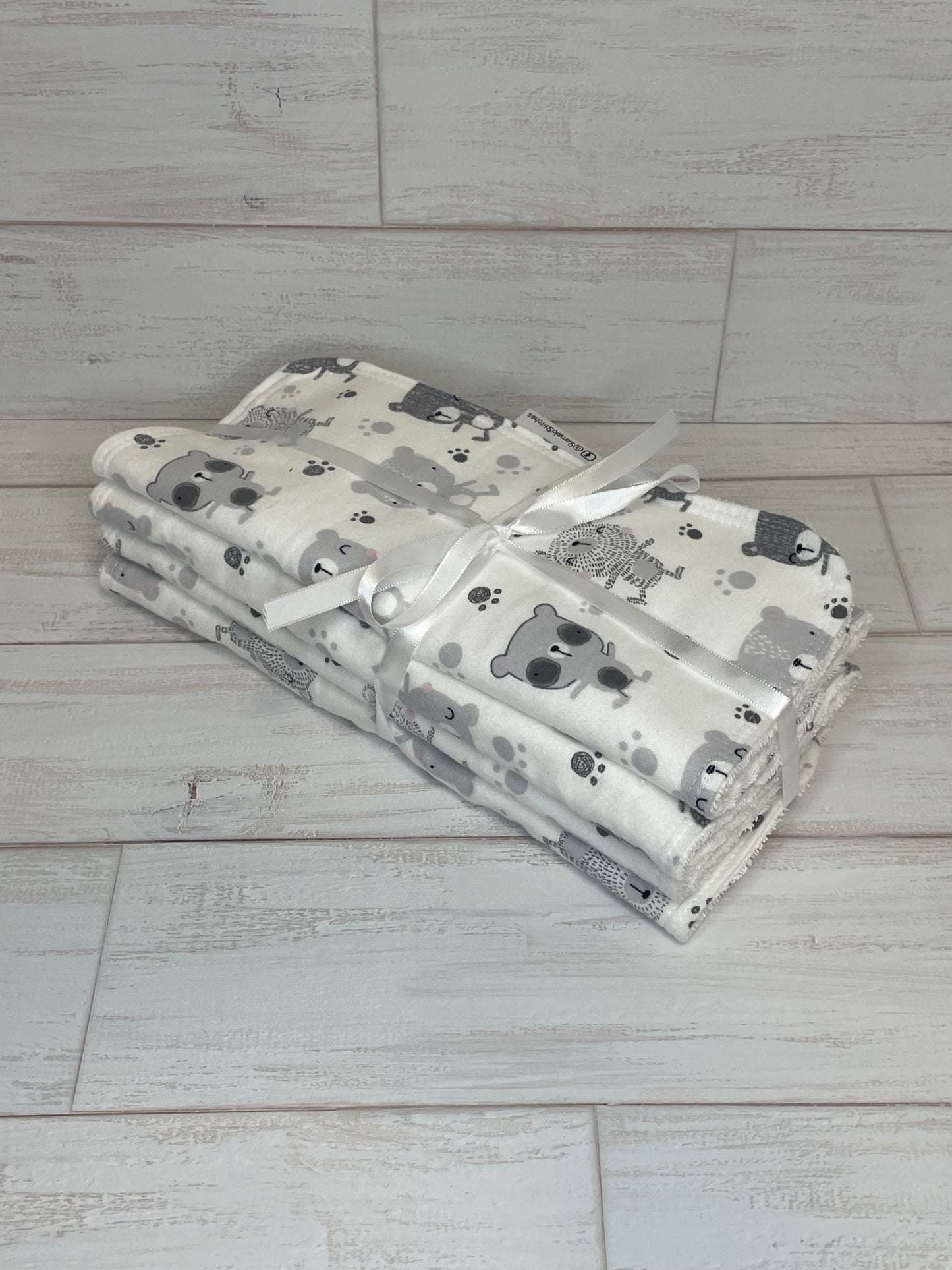 Monochrome Bear Burp Cloths