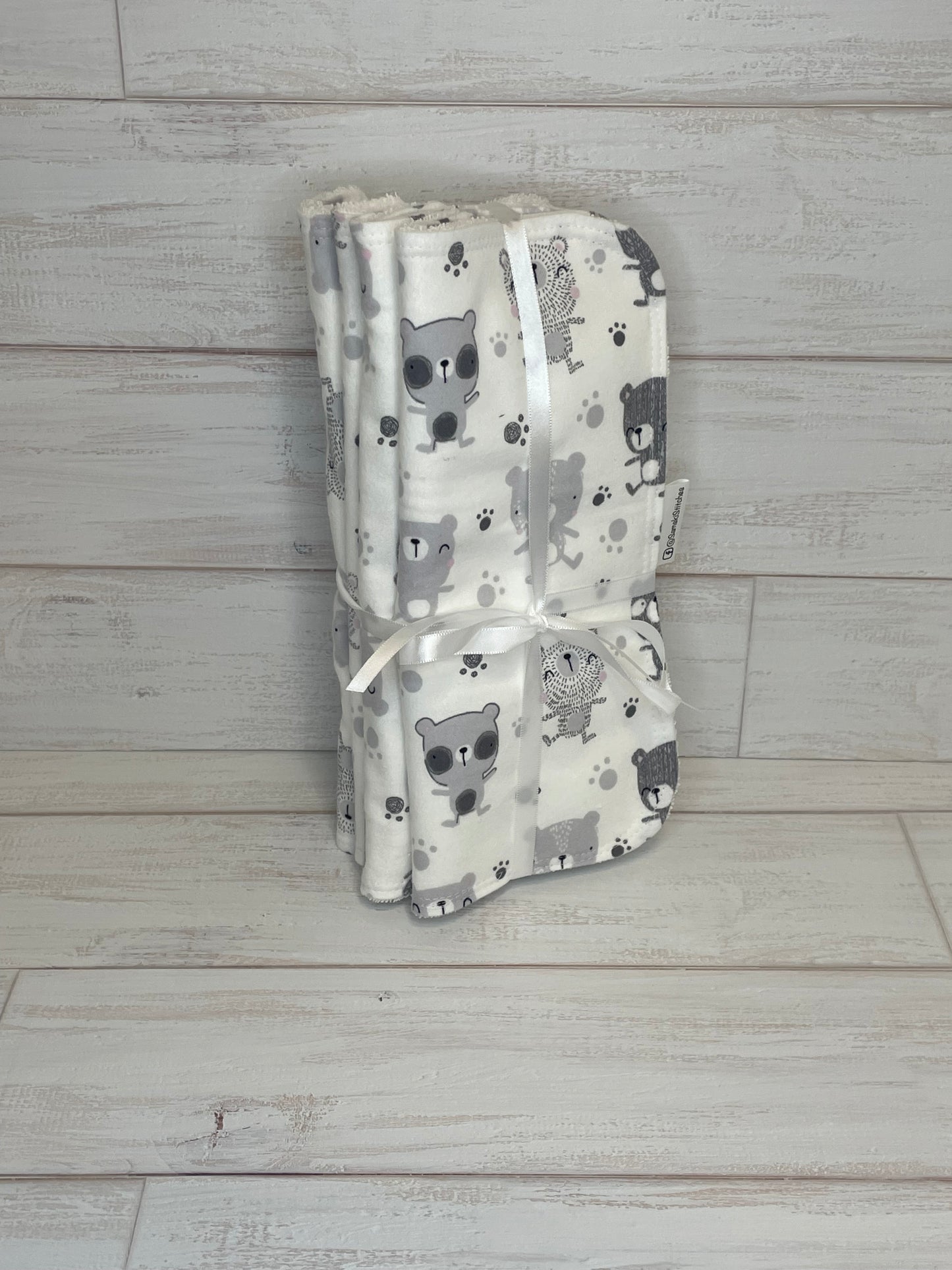 Monochrome Bear Burp Cloths