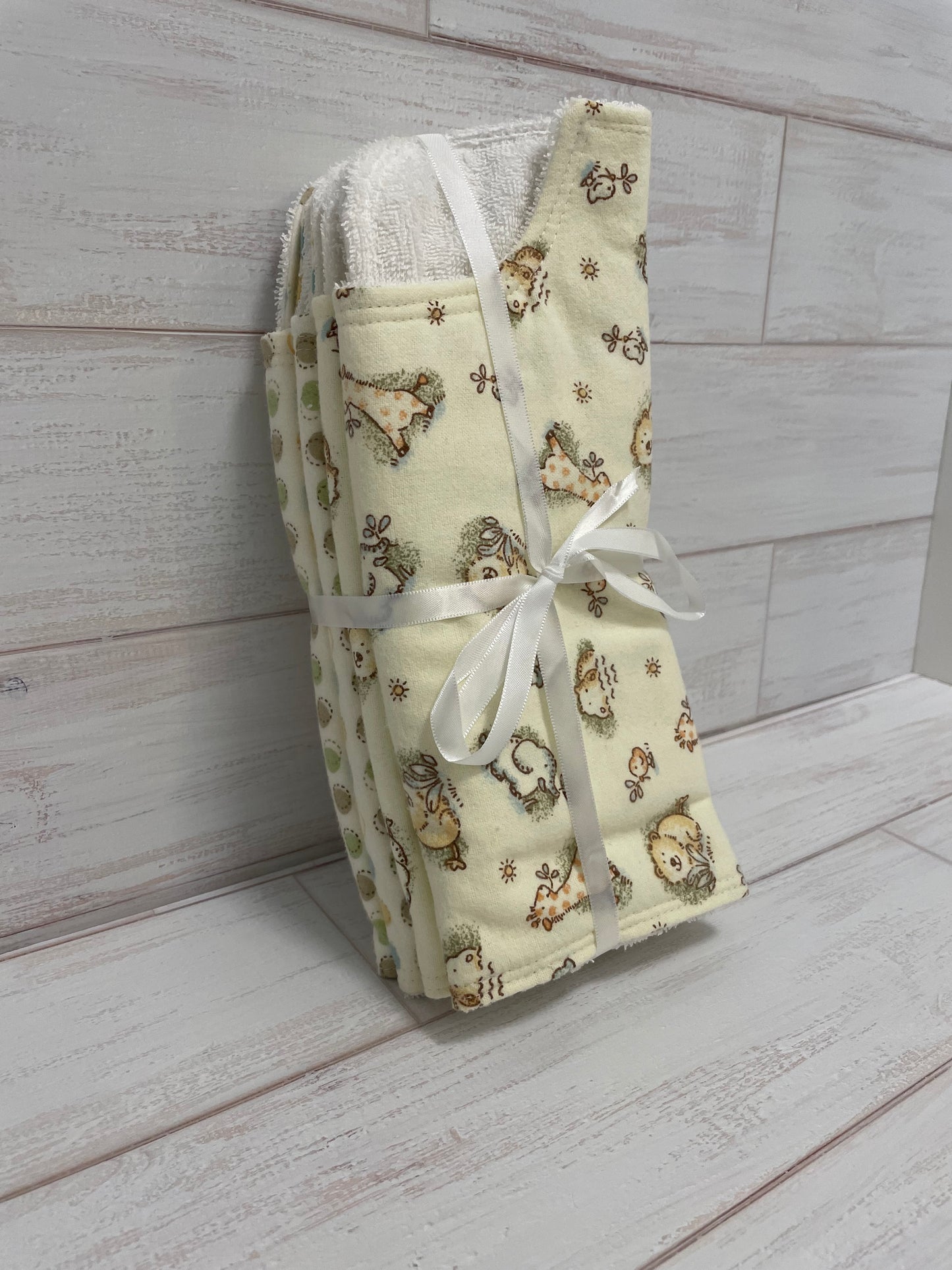 Muted Safari Burp Cloths