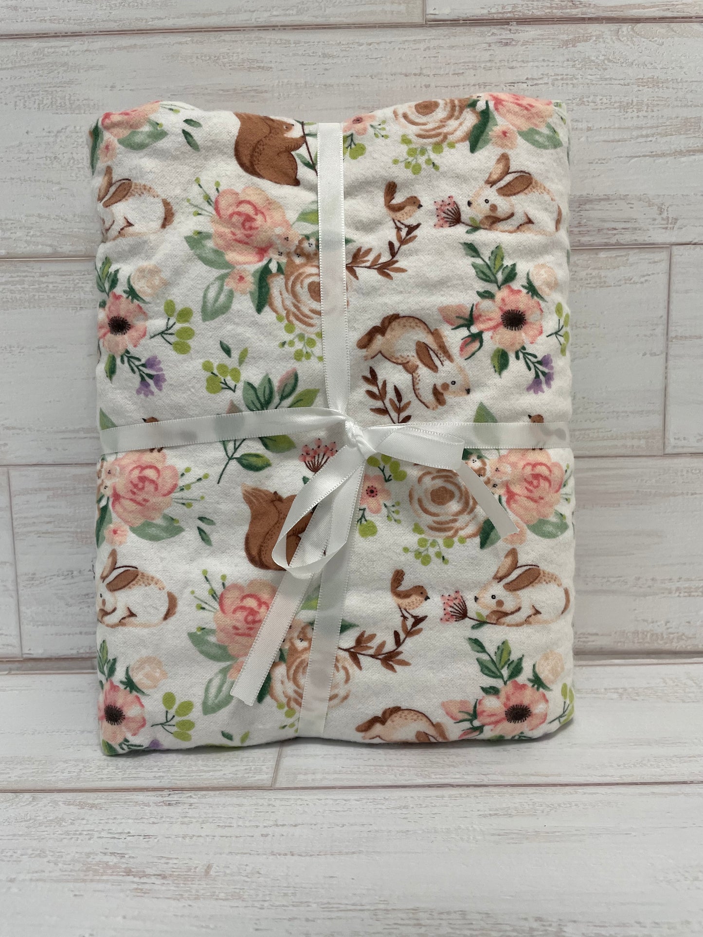 Floral Rabbits Minky Blanket 32" x 40"