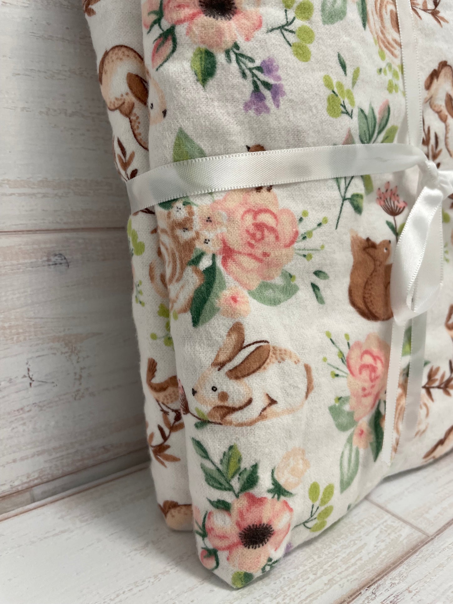 Floral Rabbits Minky Blanket 32" x 40"