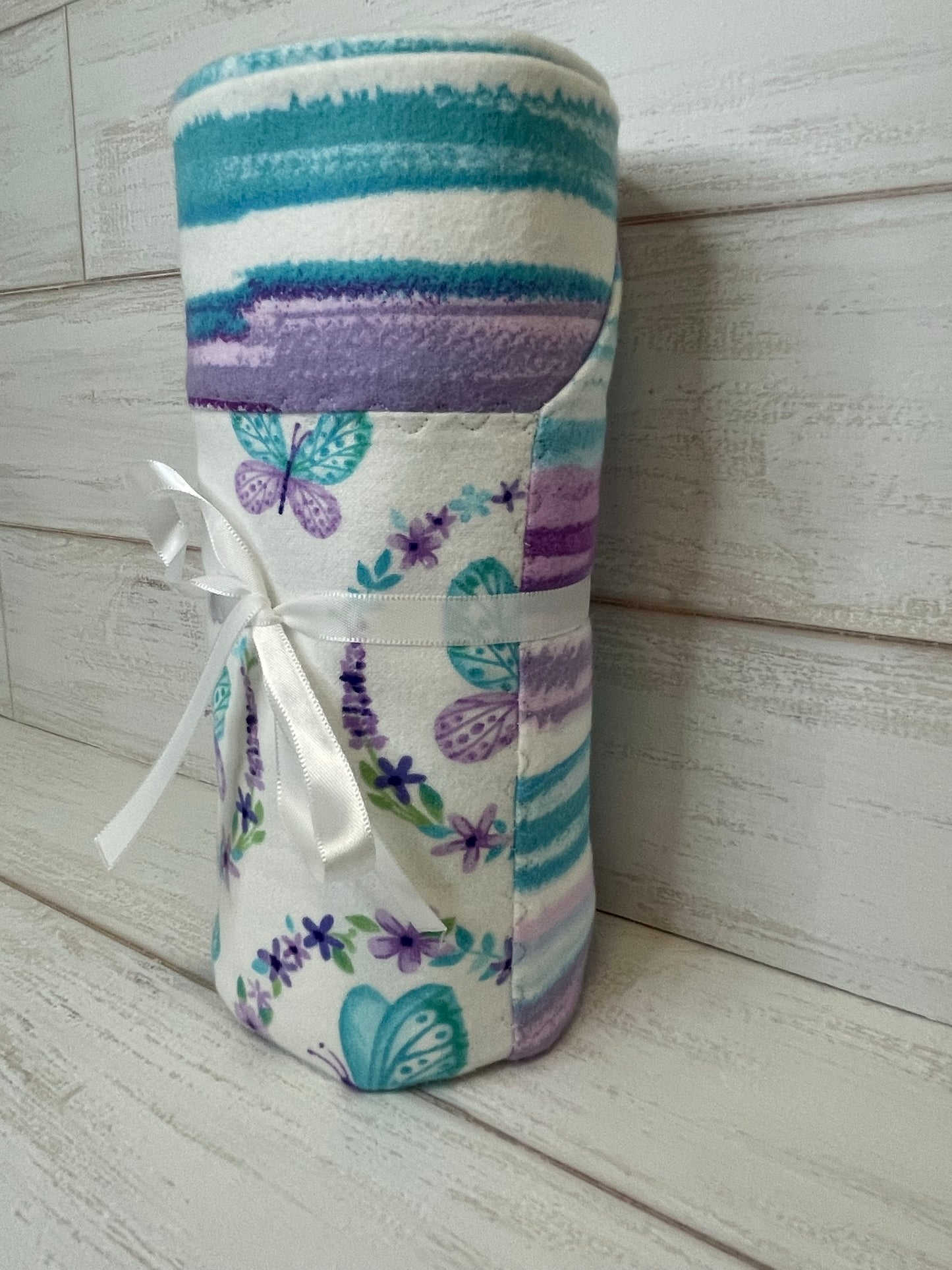 Abstract Watercolor and Butterflies Swaddle Blanket