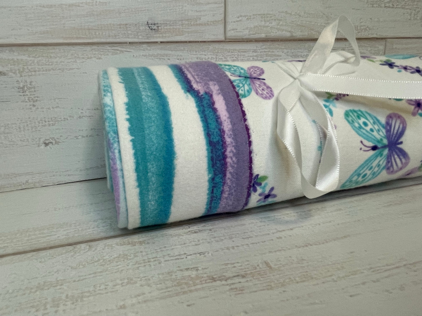 Abstract Watercolor and Butterflies Swaddle Blanket