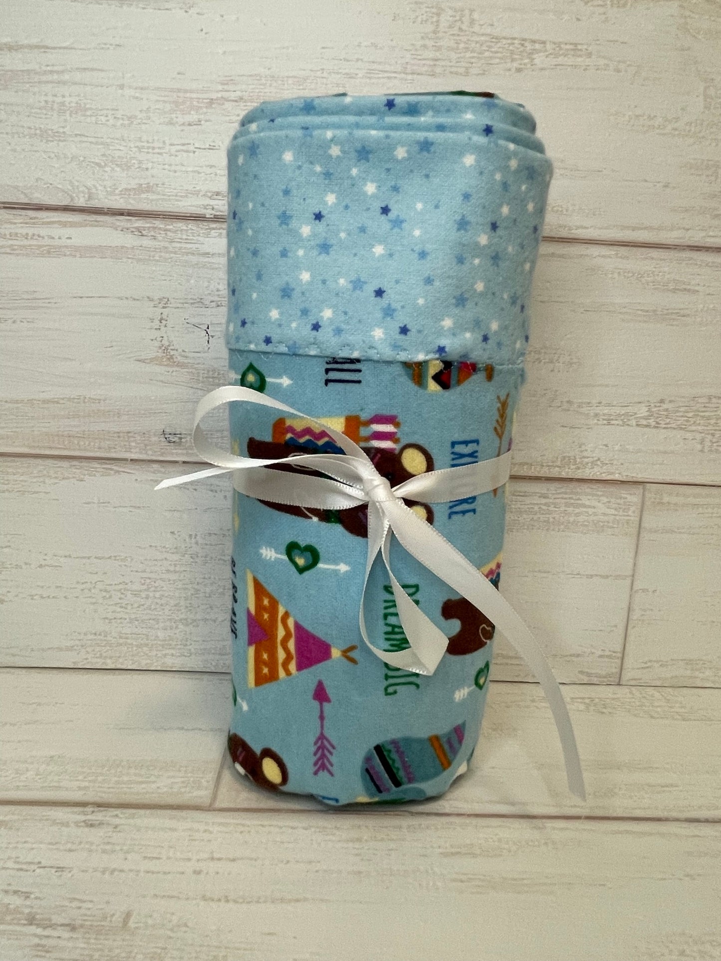 Adventure Themed with Stars Swaddle Blanket