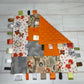 Woodlands Orange Grey Checkered Quilted Sensory Taglet