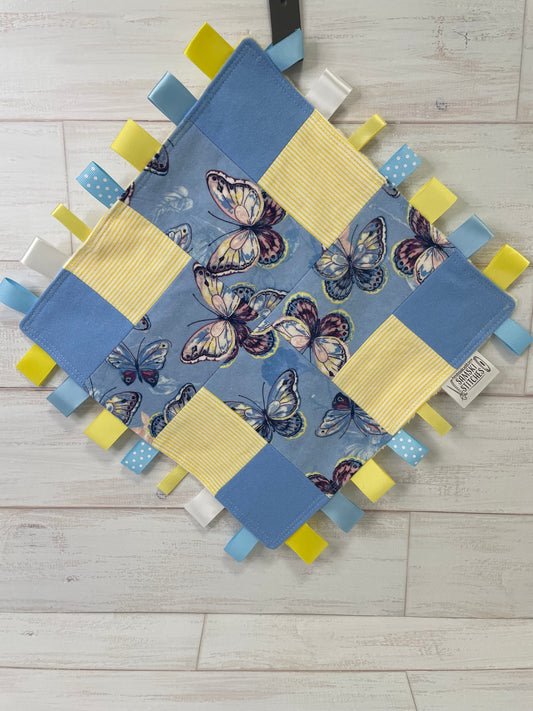 Butterflies on Light Blue with Yellow Accents Sensory Taglet
