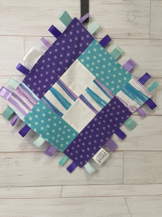 Aqua and Purple Abstract Tag Blankie