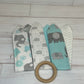 Cute Elephant Themed 3 Piece Teether Tie Set