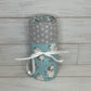 Sheep on Blue with Gray Dots Swaddle Blanket