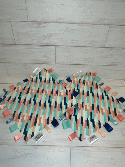 Mint & Coral Themed Taglet Matching Set of 2